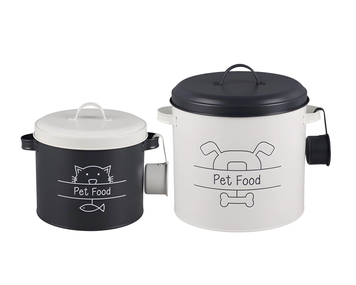 Set 2 Metal Pet Food Storage Tin 30x27cm