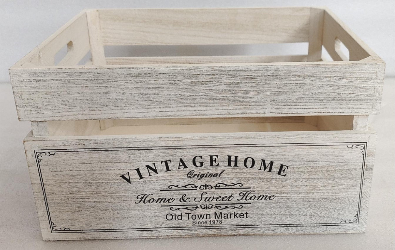Vintage Home Wood Crates White Wash 40x22cm