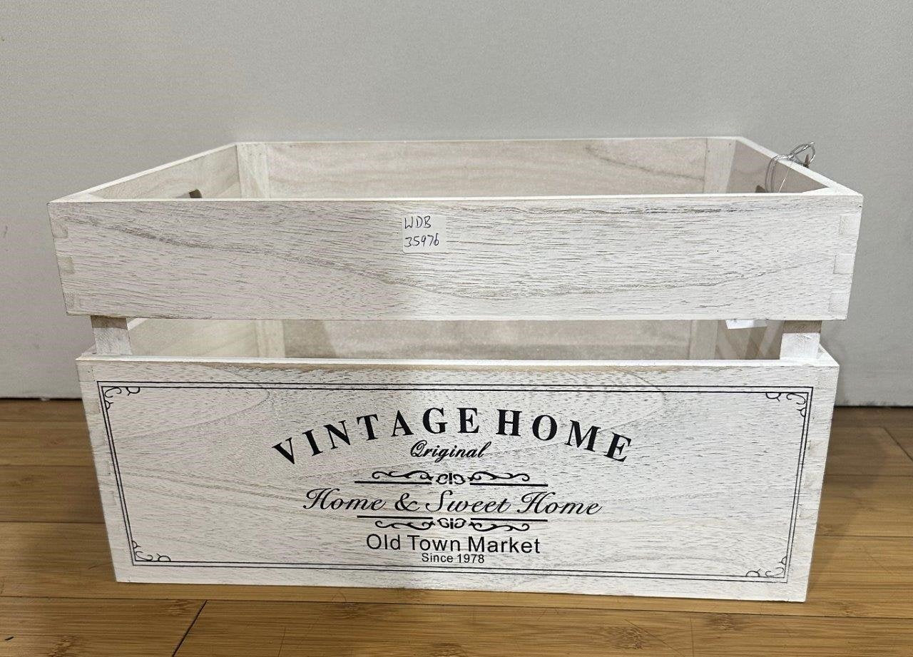 Vintage Home Wood Crates White Wash 40x22cm