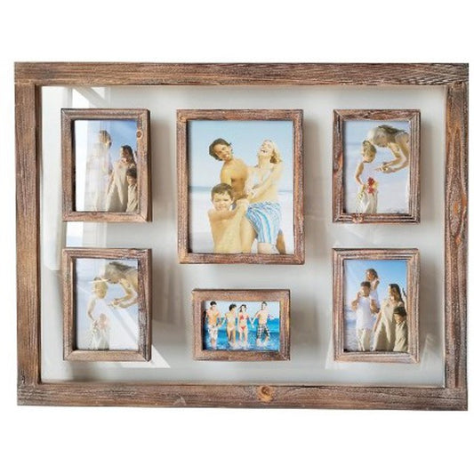 Rustic Glass Front 6 Collage Photo Frame 82cm