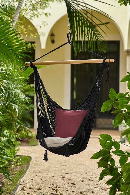 mayan-legacy-extra-large-outdoor-cotton-mexican-hammock-chair-in-black-colour www.mallsonline.com.au