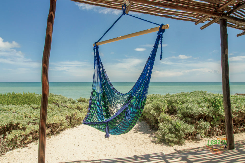 mayan-legacy-extra-large-outdoor-cotton-mexican-hammock-chair-in-caribe-colour www.mallsonline.com.au