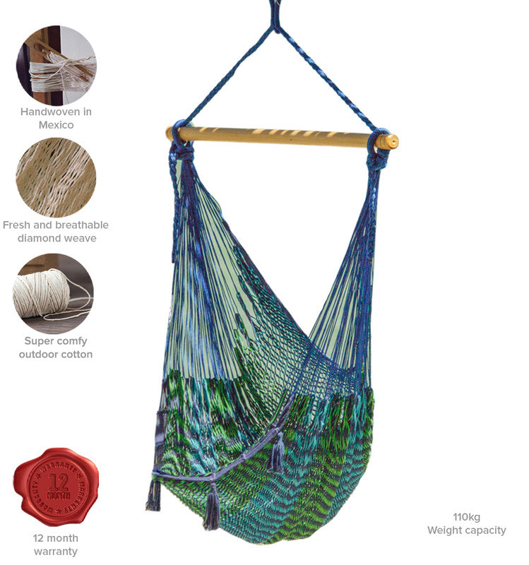 mayan-legacy-extra-large-outdoor-cotton-mexican-hammock-chair-in-caribe-colour www.mallsonline.com.au
