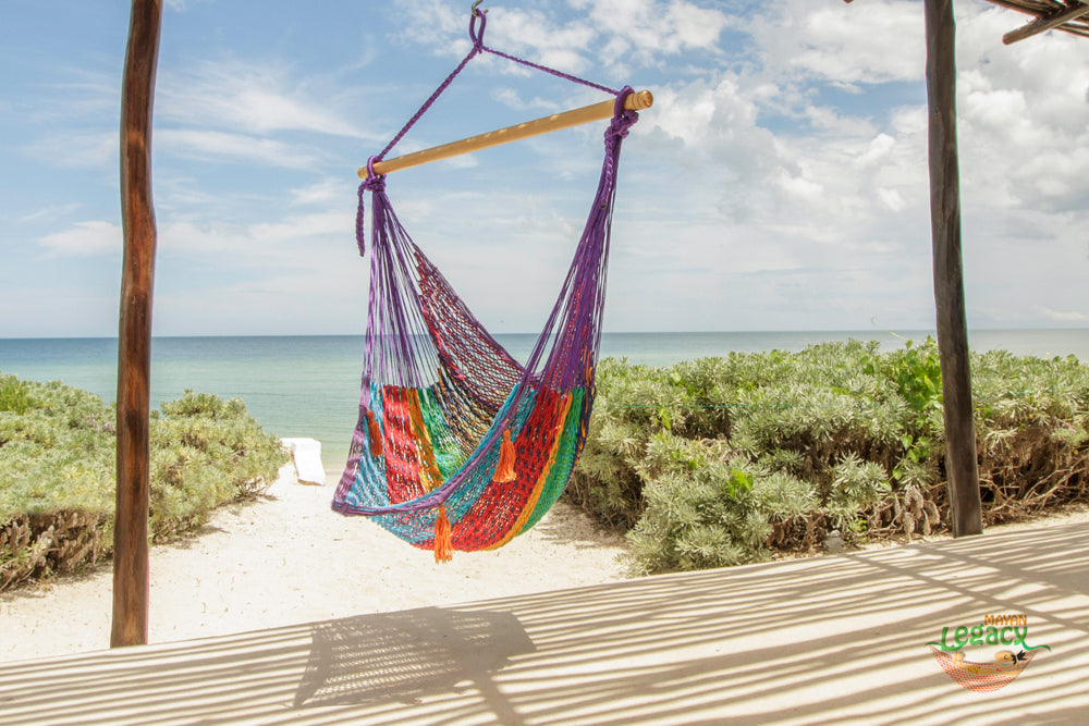 mayan-legacy-extra-large-outdoor-cotton-mexican-hammock-chair-in-colorina-colour www.mallsonline.com.au