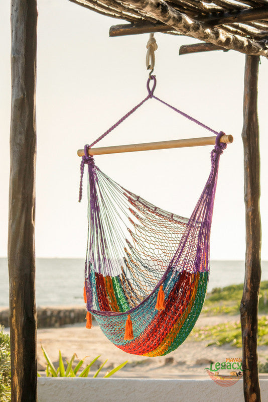 mayan-legacy-extra-large-outdoor-cotton-mexican-hammock-chair-in-colorina-colour www.mallsonline.com.au