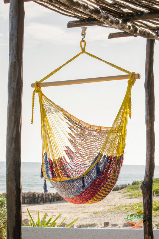 mayan-legacy-extra-large-outdoor-cotton-mexican-hammock-chair-in-confeti-colour www.mallsonline.com.au
