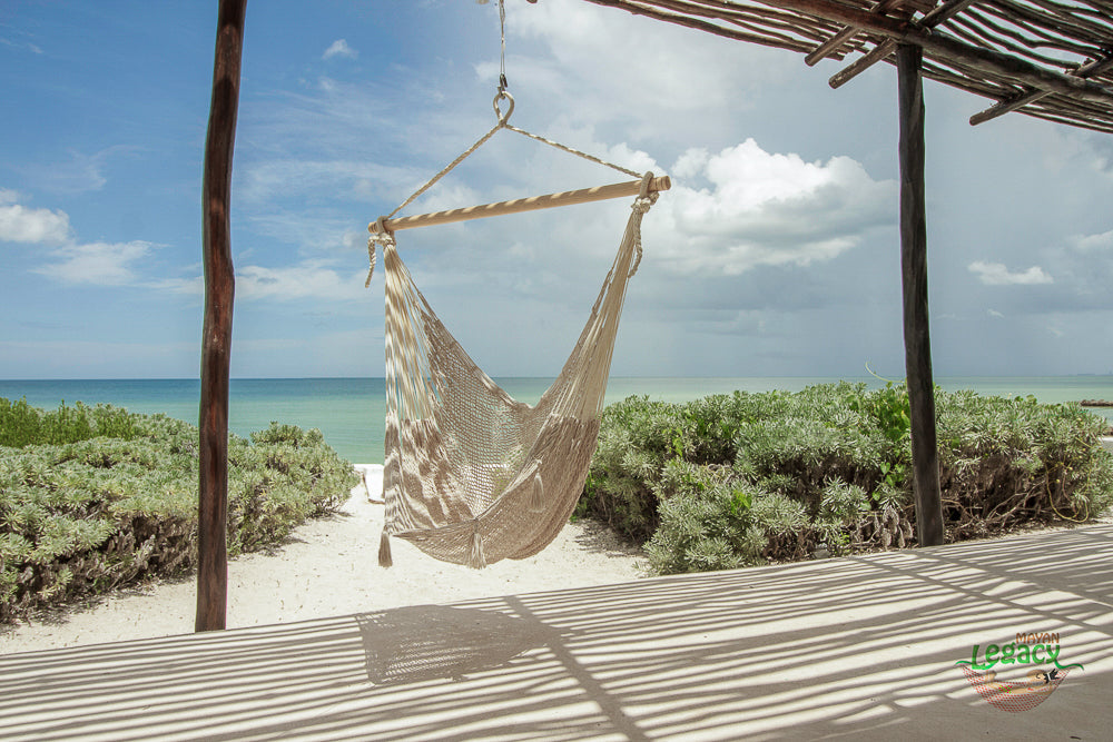 mayan-legacy-extra-large-outdoor-cotton-mexican-hammock-chair-in-cream-colour www.mallsonline.com.au