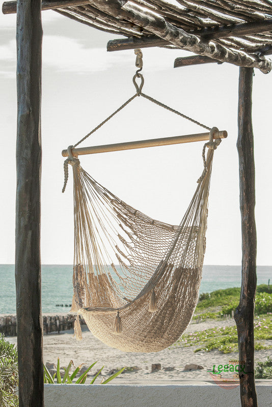 mayan-legacy-extra-large-outdoor-cotton-mexican-hammock-chair-in-cream-colour www.mallsonline.com.au
