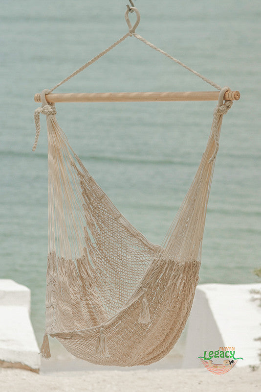 mayan-legacy-extra-large-outdoor-cotton-mexican-hammock-chair-in-cream-colour www.mallsonline.com.au