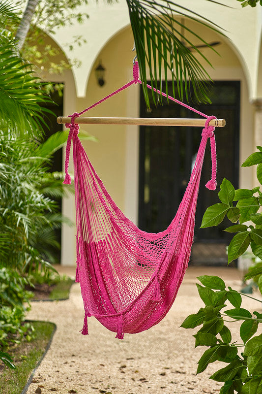 mayan-legacy-extra-large-outdoor-cotton-mexican-hammock-chair-in-mexican-pink-colour www.mallsonline.com.au