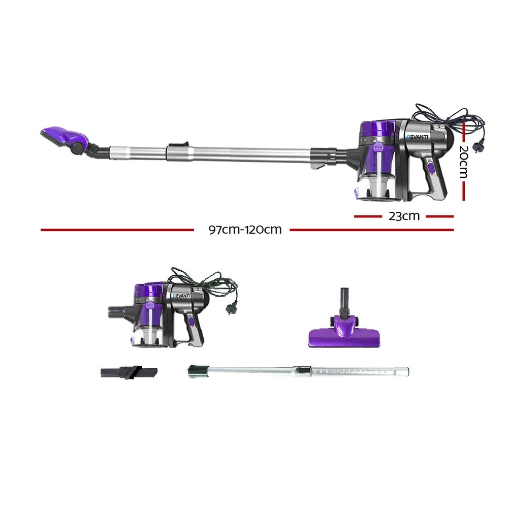devanti-corded-handheld-bagless-vacuum-cleaner-purple-and-silver at www.mallsonline.com.au