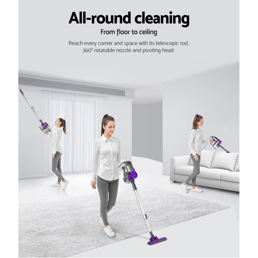 devanti-corded-handheld-bagless-vacuum-cleaner-purple-and-silver at www.mallsonline.com.au
