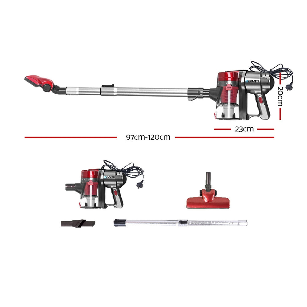 devanti-corded-handheld-bagless-vacuum-cleaner-red-and-silver at www.mallsonline.com.au