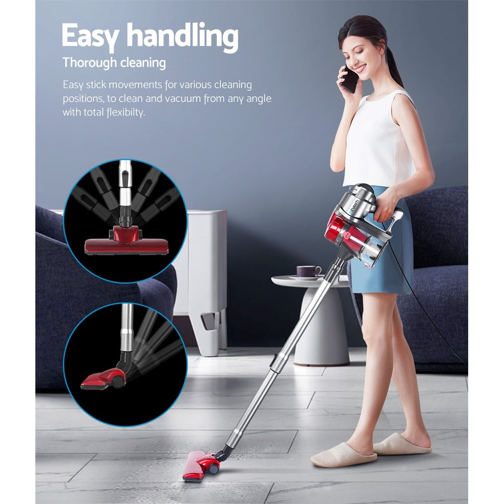 devanti-corded-handheld-bagless-vacuum-cleaner-red-and-silver at www.mallsonline.com.au