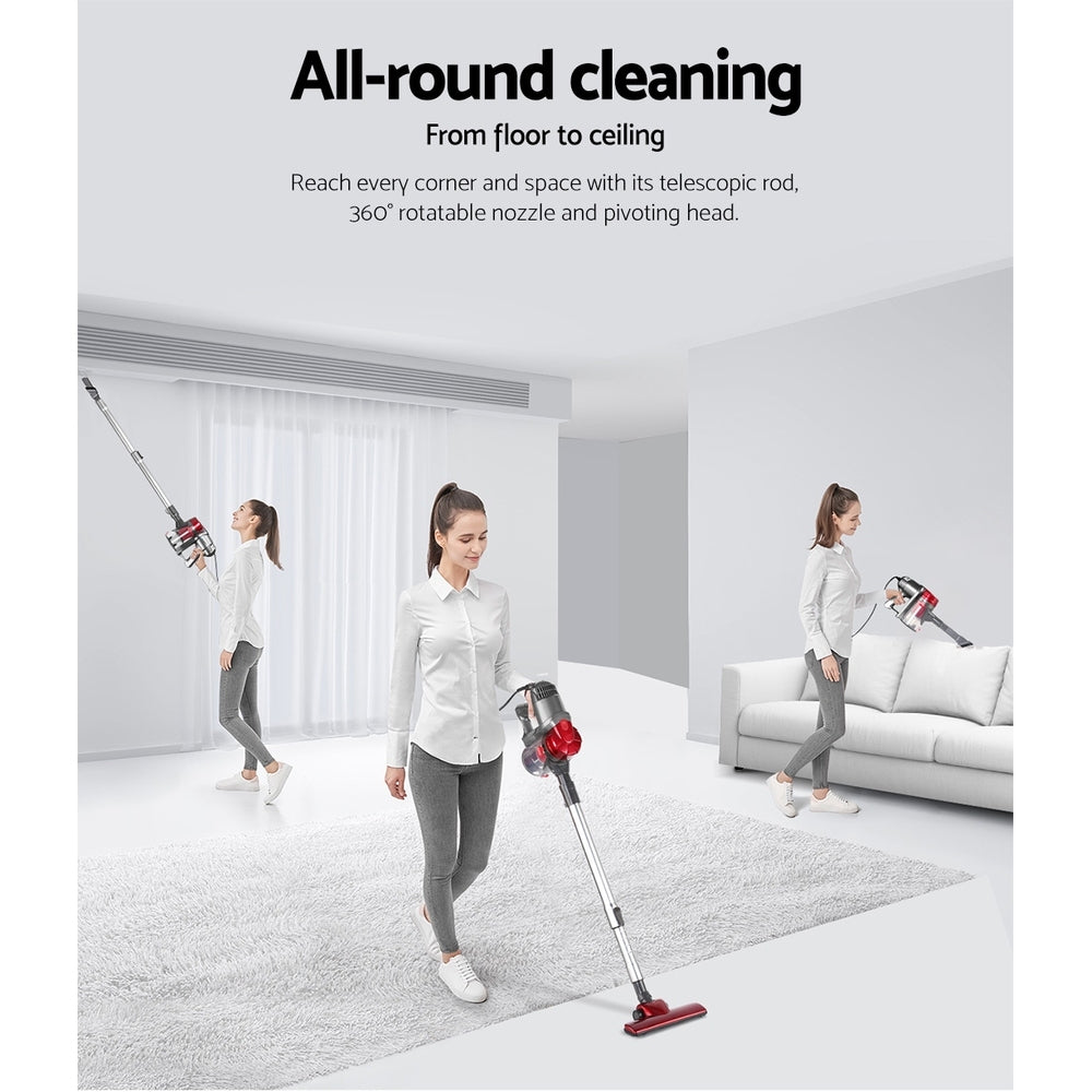devanti-corded-handheld-bagless-vacuum-cleaner-red-and-silver at www.mallsonline.com.au