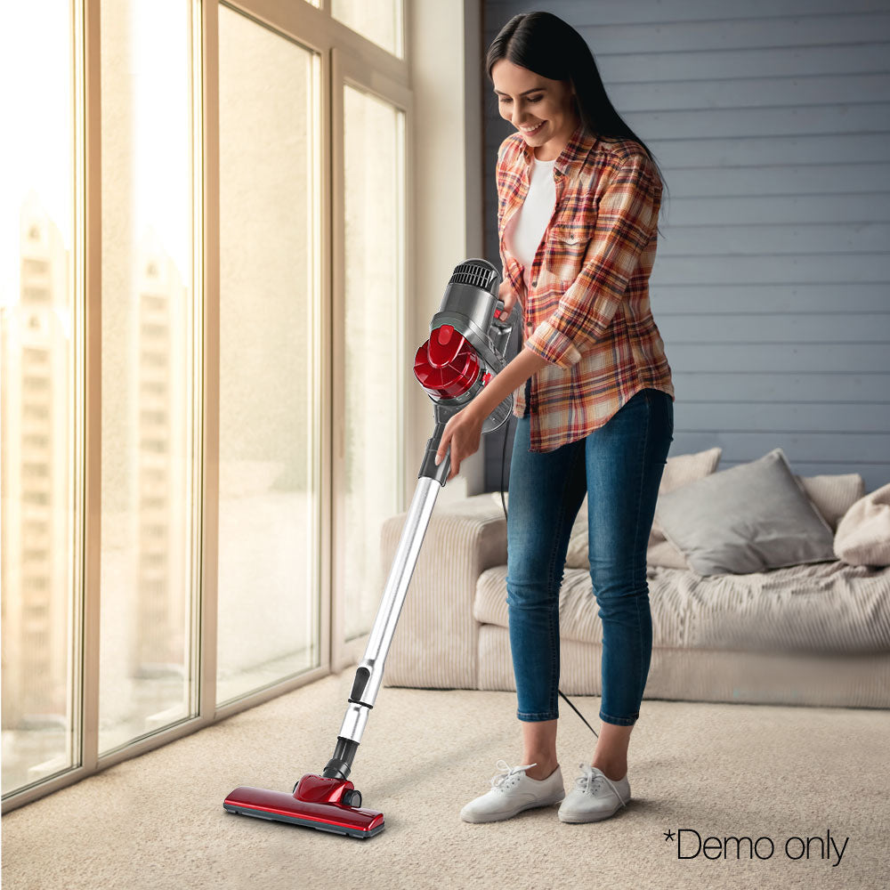 devanti-corded-handheld-bagless-vacuum-cleaner-red-and-silver at www.mallsonline.com.au