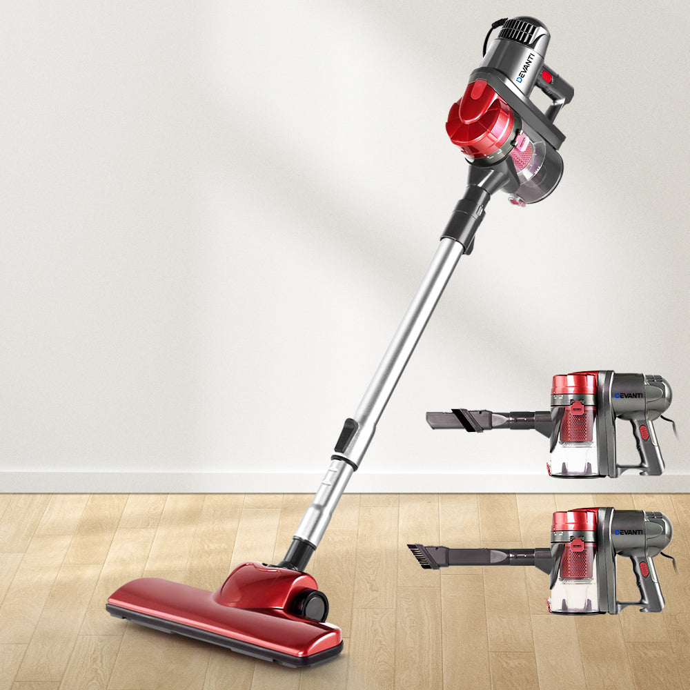 devanti-corded-handheld-bagless-vacuum-cleaner-red-and-silver at www.mallsonline.com.au
