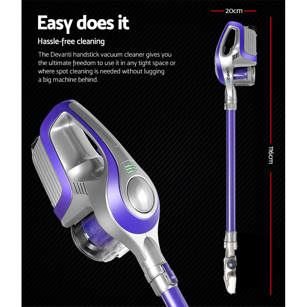 devanti-cordless-stick-vacuum-cleaner-purple-grey at www.mallsonline.com.au