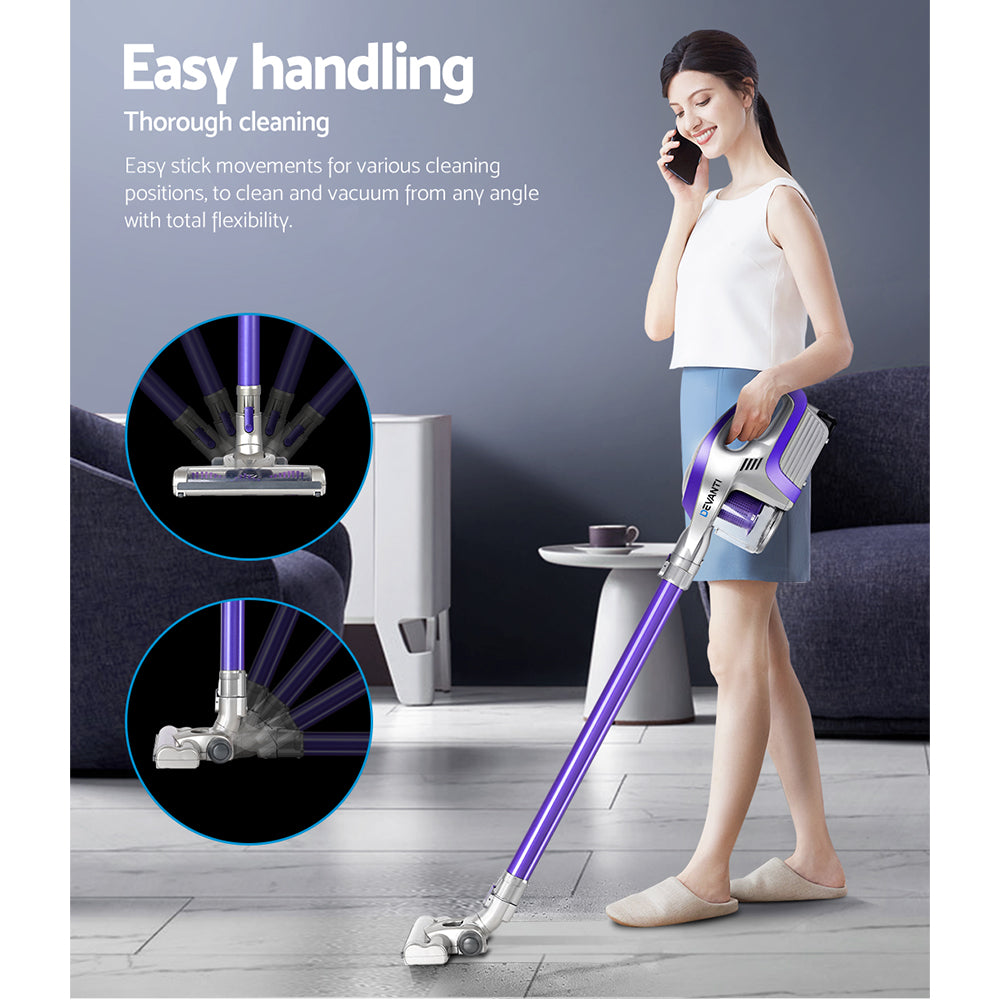 devanti-cordless-stick-vacuum-cleaner-purple-grey at www.mallsonline.com.au