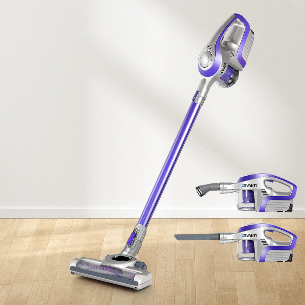 devanti-cordless-stick-vacuum-cleaner-purple-grey at www.mallsonline.com.au