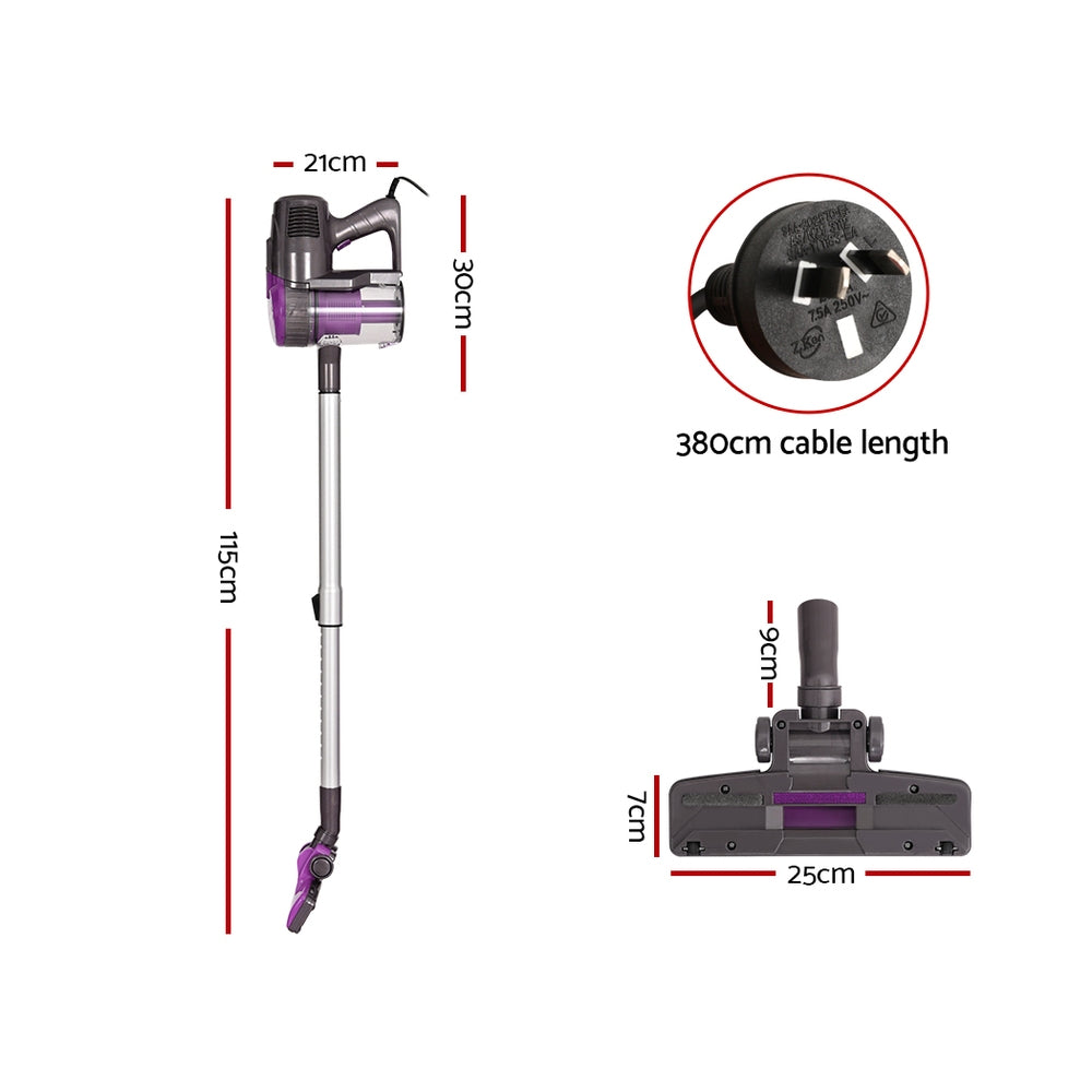devanti-stick-vacuum-cleaner-bagless-corded-500w-purple www.mallsonline.com.au
