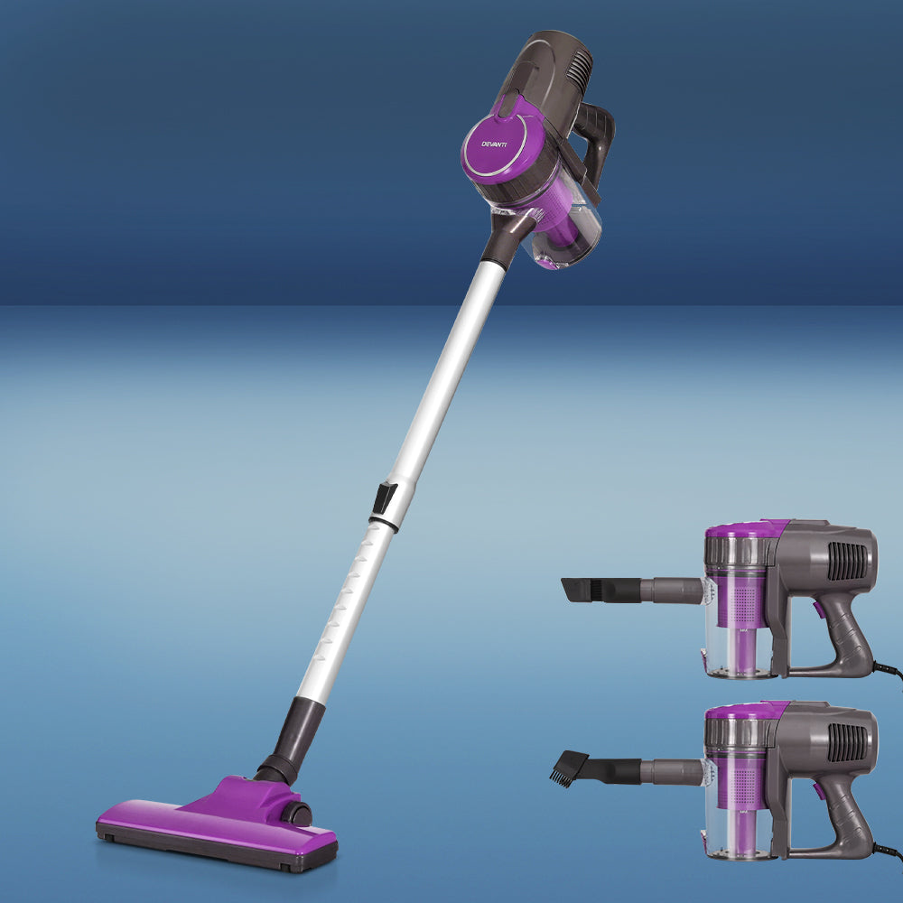 devanti-stick-vacuum-cleaner-bagless-corded-500w-purple www.mallsonline.com.au