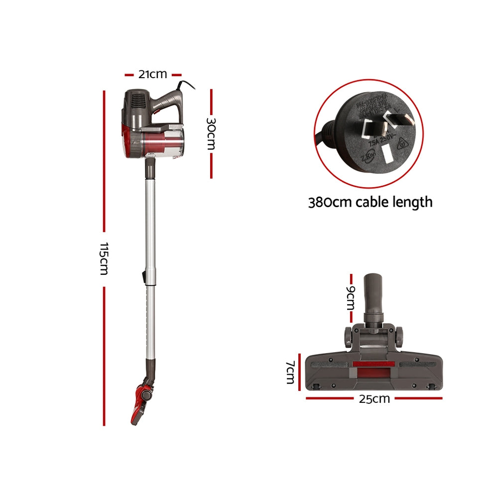 devanti-stick-vacuum-cleaner-bagless-corded-500w-red www.mallsonline.com.au