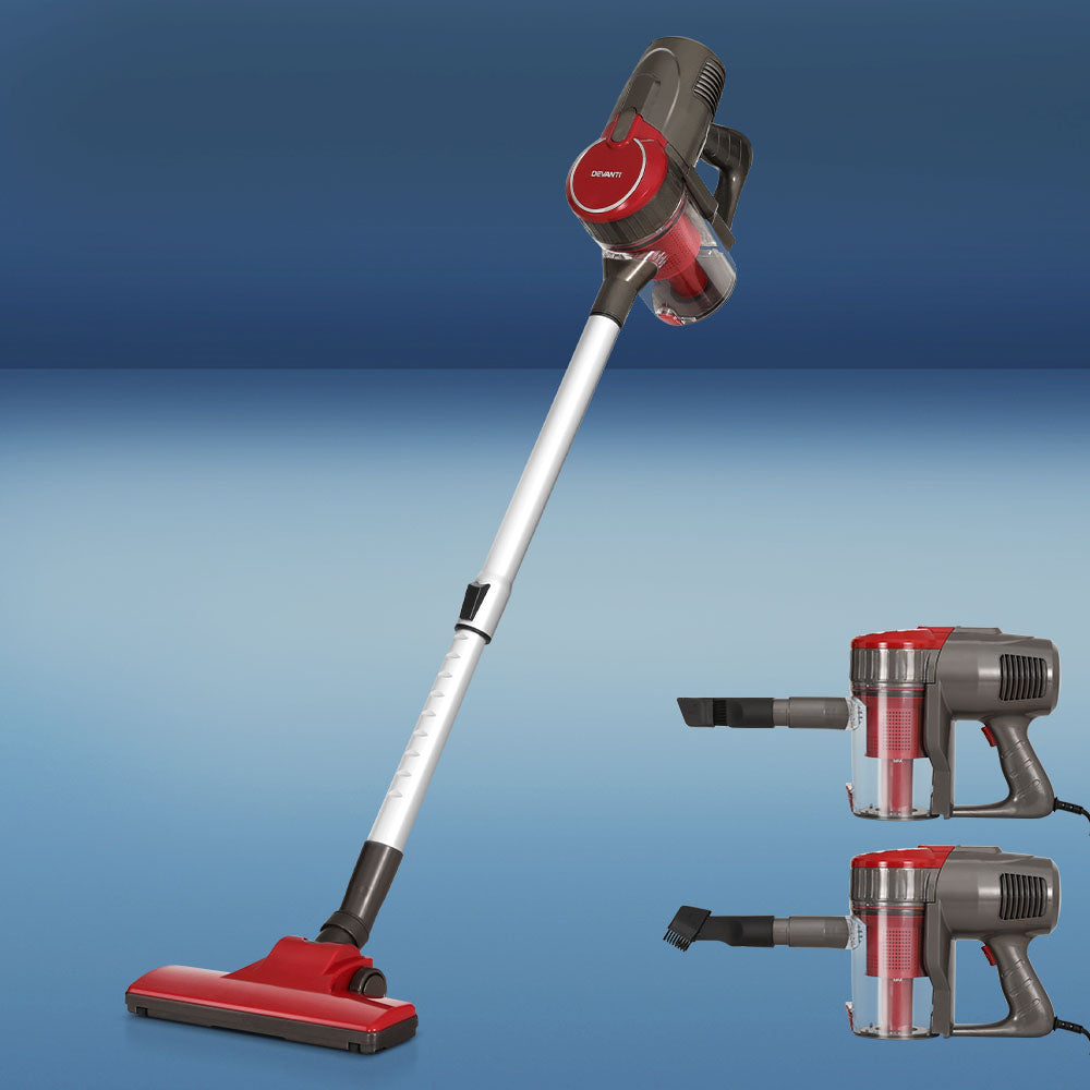 devanti-stick-vacuum-cleaner-bagless-corded-500w-red www.mallsonline.com.au