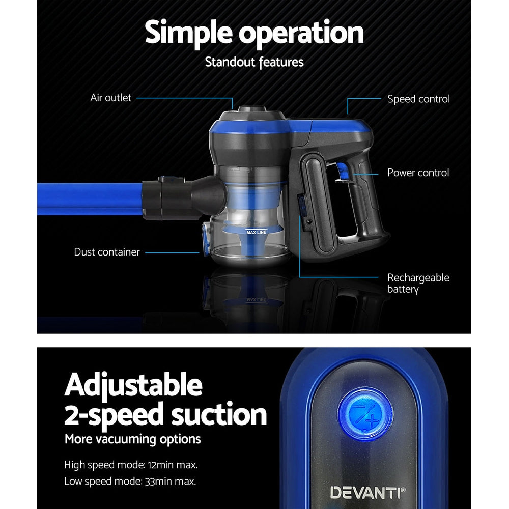 devanti-handheld-vacuum-cleaner-cordless-handstick-stick-250w-brushless-motor at www.mallsonline.com.au