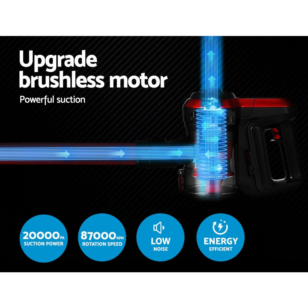 devanti-stick-vacuum-cleaner-brushless-cordless-250w-red at www.mallsonline.com.au