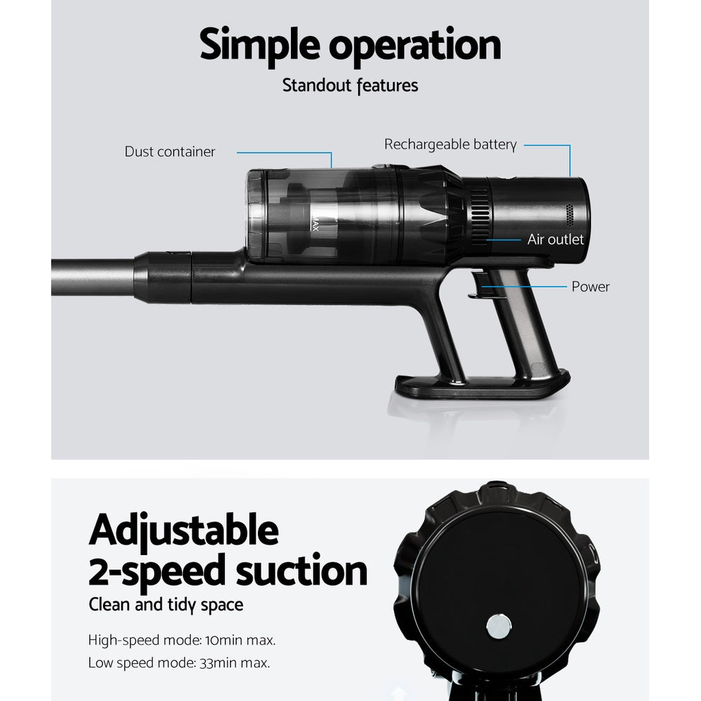 devanti-stick-vacuum-cleaner-brushless-cordless-350w-grey www.mallsonline.com.au