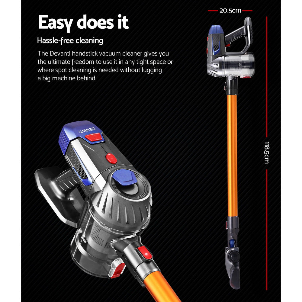 devanti-handheld-vacuum-cleaner-cordless-stick-handstick-car-vac-bagless-2-speed-led-headlight-gold at www.mallsonline.com.au