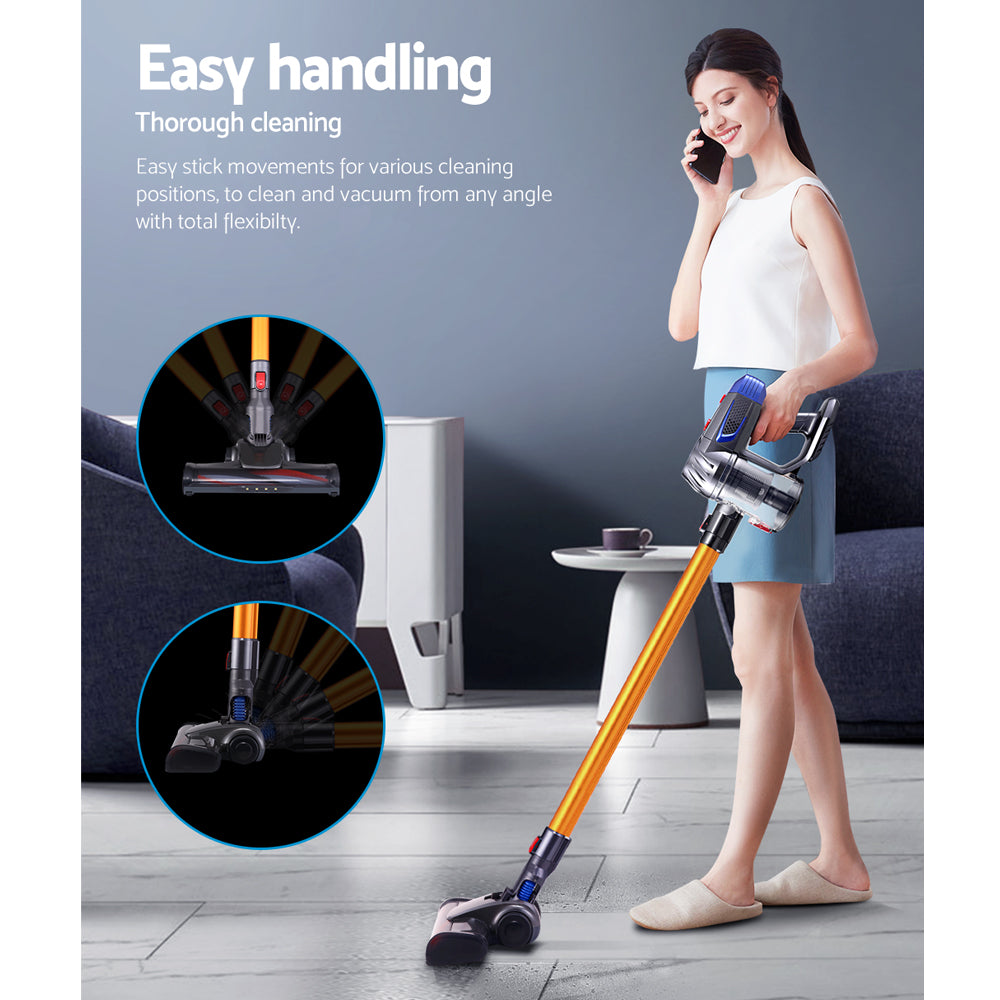 devanti-handheld-vacuum-cleaner-cordless-stick-handstick-car-vac-bagless-2-speed-led-headlight-gold at www.mallsonline.com.au