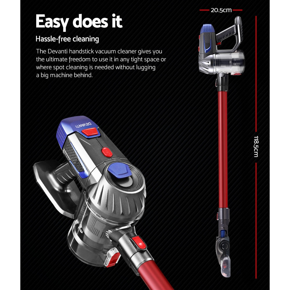 devanti-handheld-vacuum-cleaner-cordless-stick-handstick-vac-bagless-2-speed-headlight-red at www.mallsonline.com.au