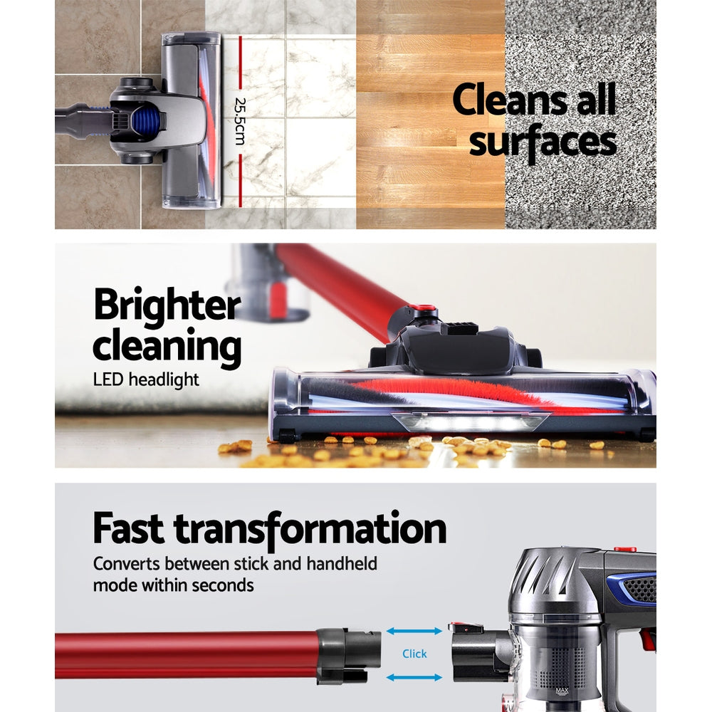 devanti-handheld-vacuum-cleaner-cordless-stick-handstick-vac-bagless-2-speed-headlight-red at www.mallsonline.com.au