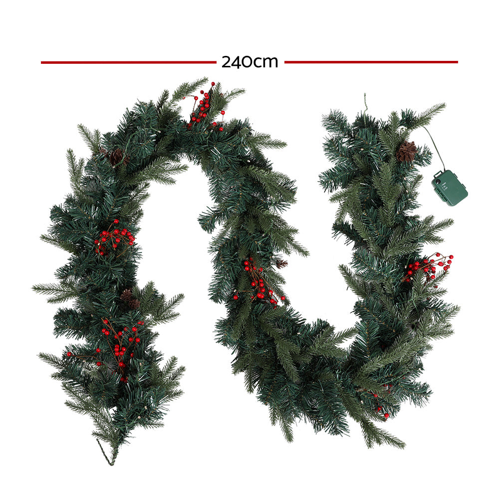 jingle-jollys-2-4m-christmas-garland-with-led-lights-decorations-xmas-party www.mallsonline.com.au