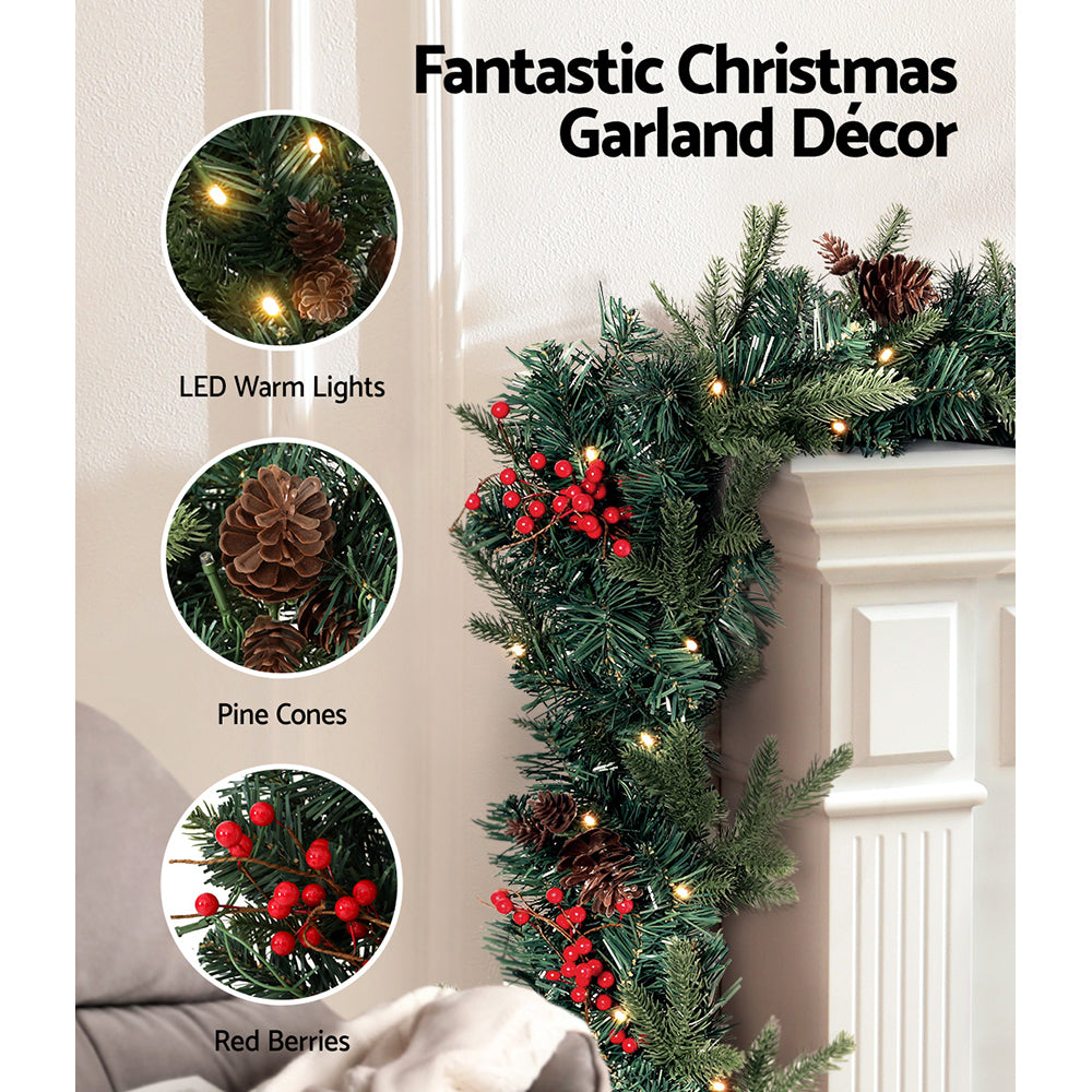 jingle-jollys-2-4m-christmas-garland-with-led-lights-decorations-xmas-party www.mallsonline.com.au