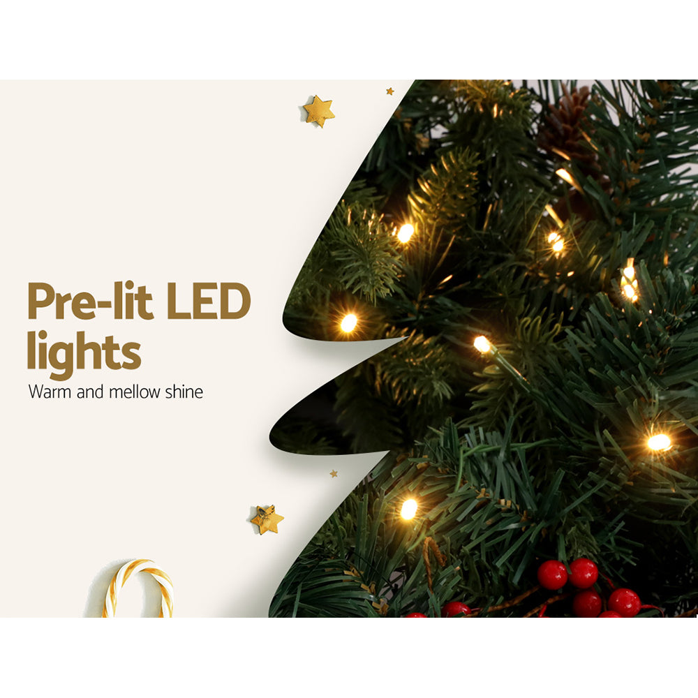 jingle-jollys-2-4m-christmas-garland-with-led-lights-decorations-xmas-party www.mallsonline.com.au