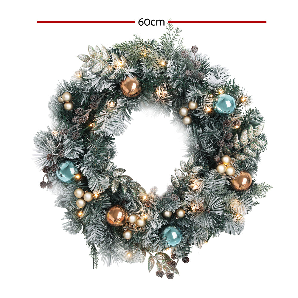 jingle-jollys-60cm-christmas-wreath-with-led-lights-snowy-garland-xmas-decor www.mallsonline.com.au