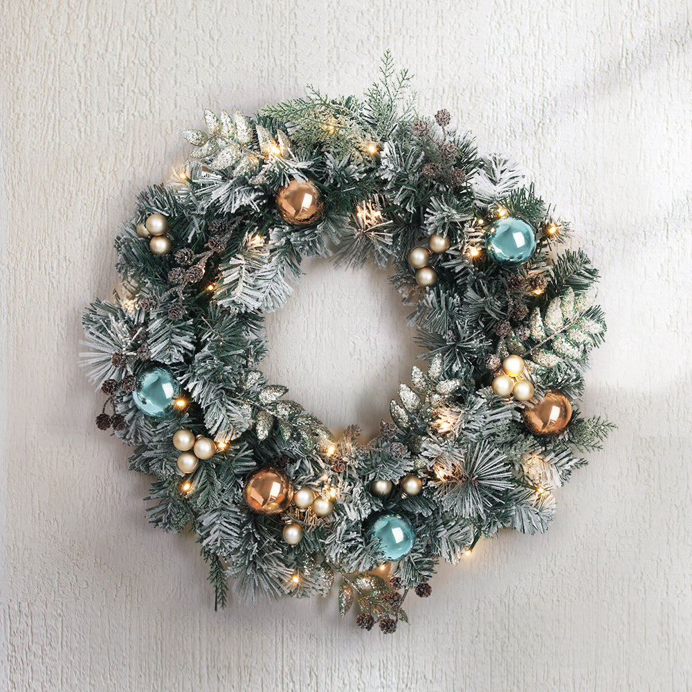 jingle-jollys-60cm-christmas-wreath-with-led-lights-snowy-garland-xmas-decor www.mallsonline.com.au