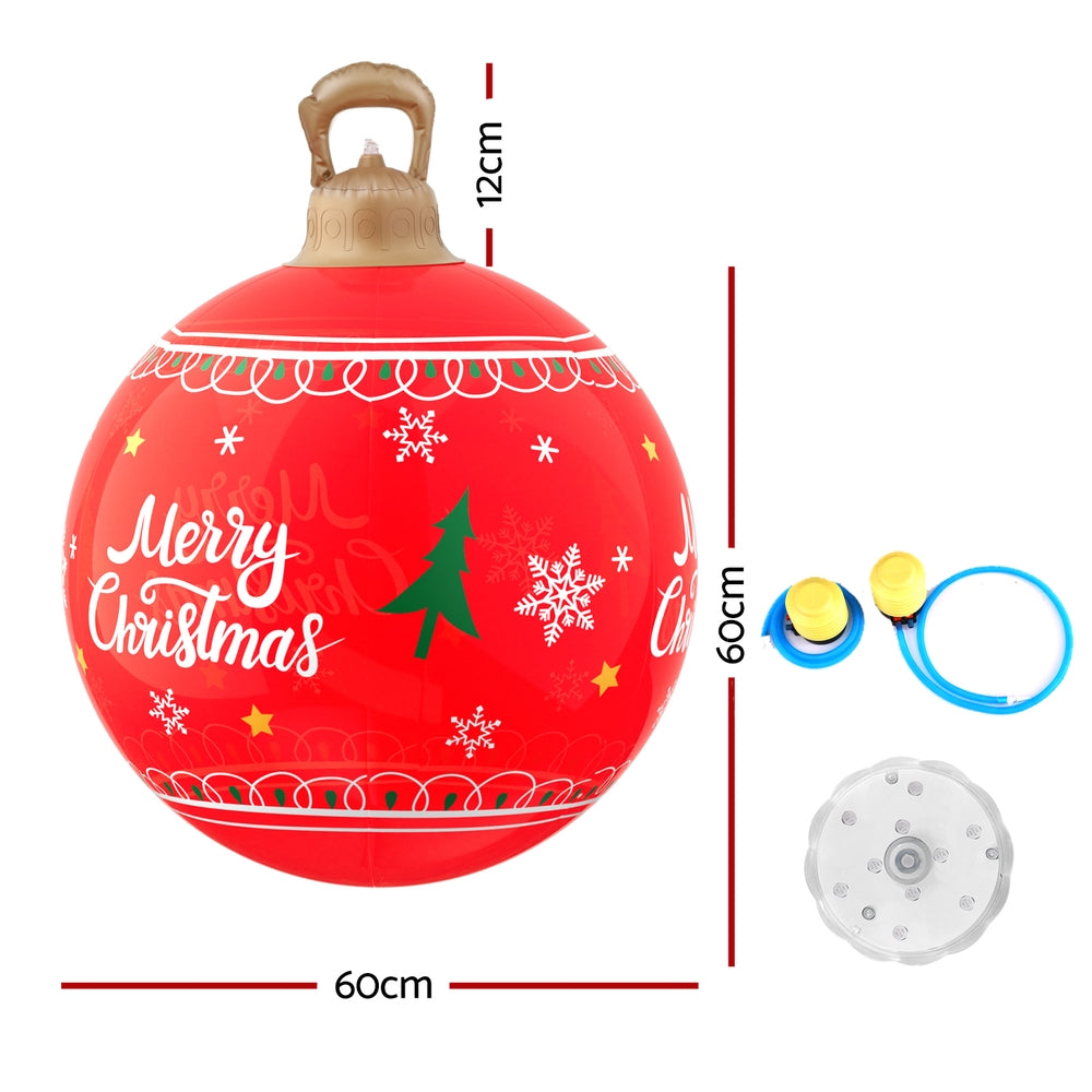 Jingle Jollys Christmas Inflatable Ball 60cm Led Illuminated Christmas Decoration Red