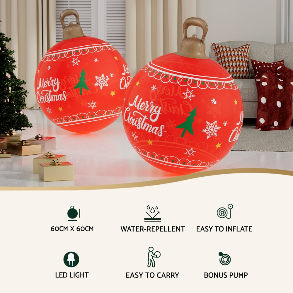 Jingle Jollys Christmas Inflatable Ball 60cm Led Illuminated Christmas Decoration Red