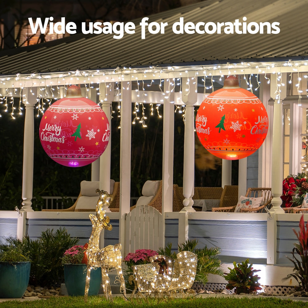 Jingle Jollys Christmas Inflatable Ball 60cm Led Illuminated Christmas Decoration Red