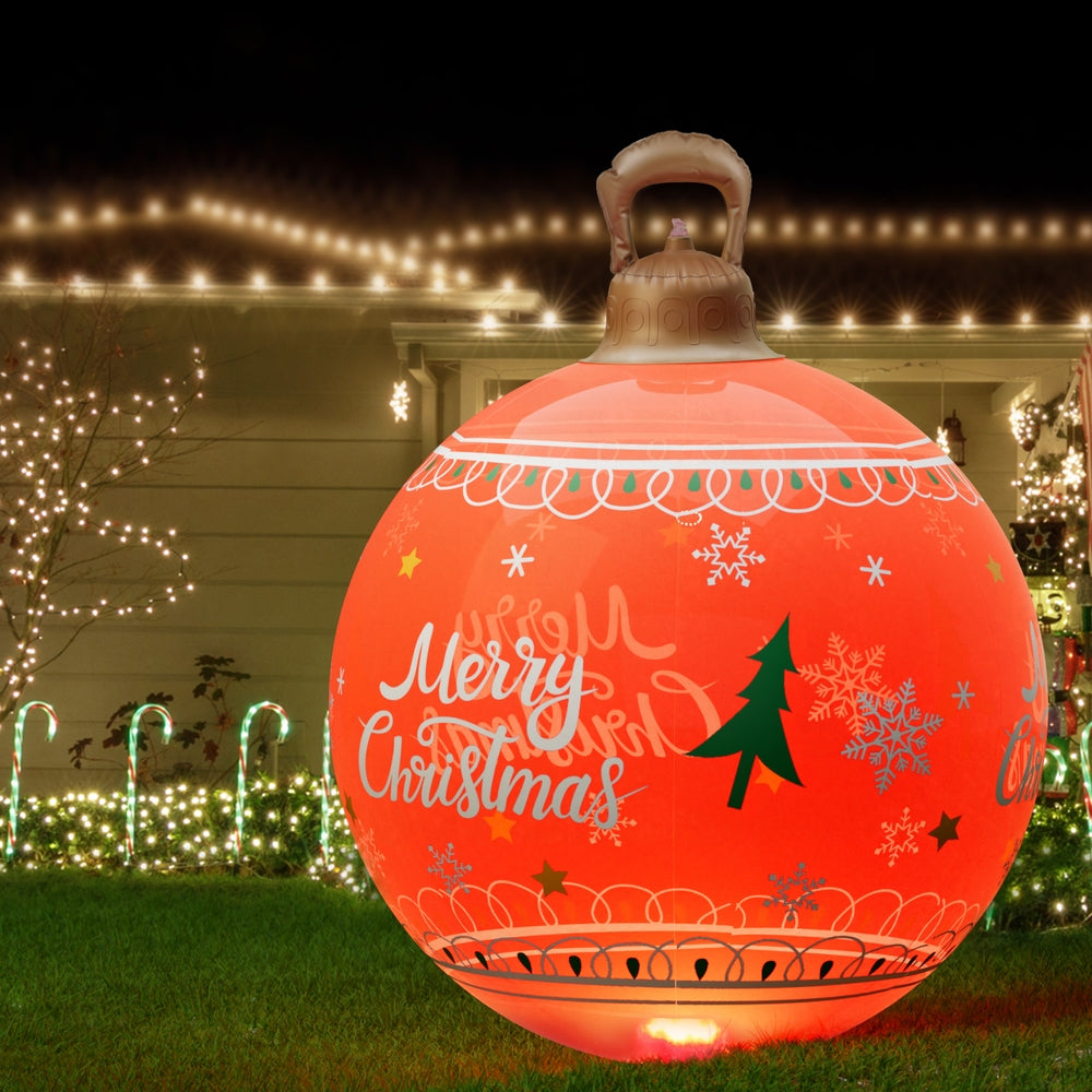 Jingle Jollys Christmas Inflatable Ball 60cm Led Illuminated Christmas Decoration Red