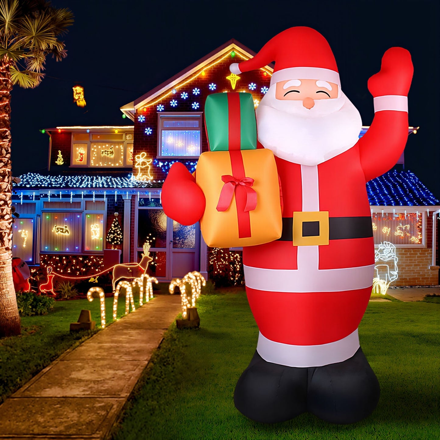 Jingle Jollys Christmas Inflatable Santa 2.4M Illuminated Decorations