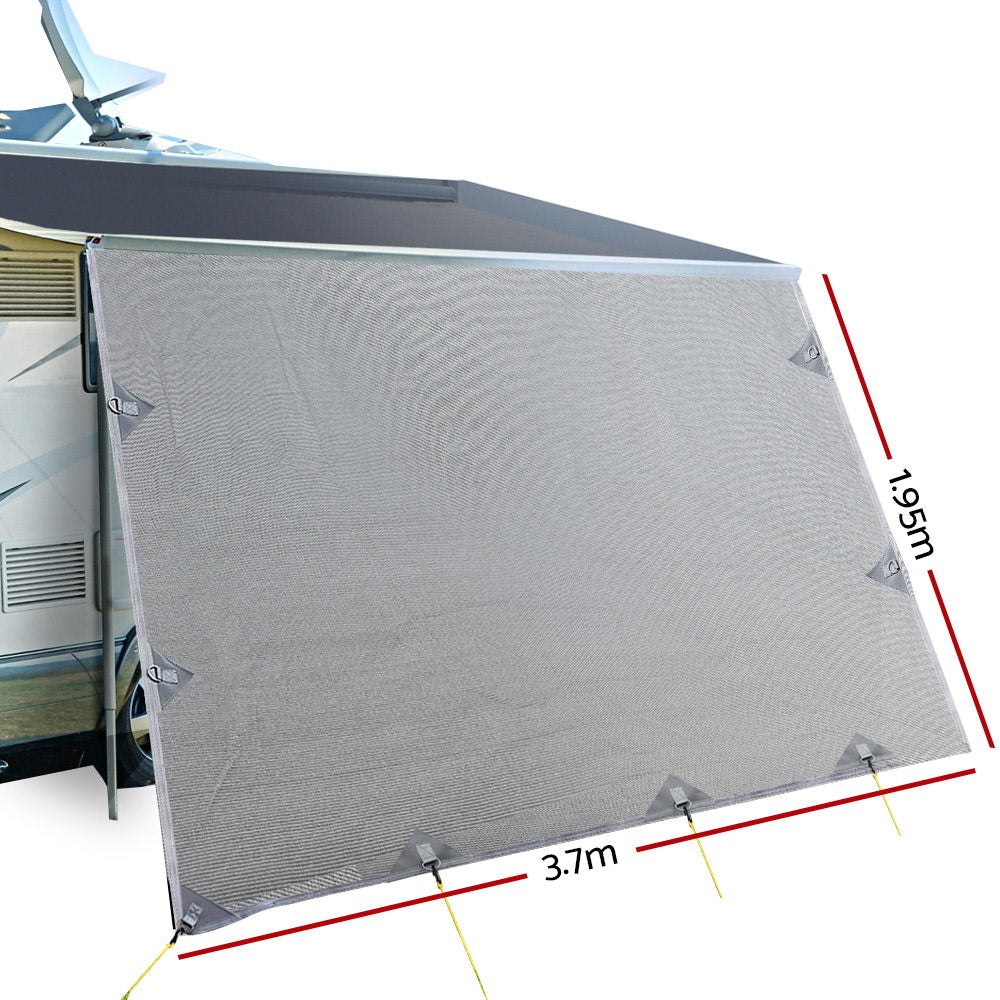 3-7m-caravan-privacy-screens-1-95m-roll-out-awning-end-wall-side-sun-shade www.mallsonline.com.au