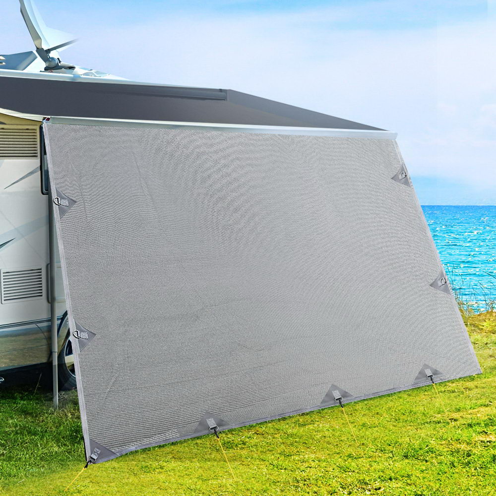 4-6m-caravan-privacy-screens-1-95m-roll-out-awning-end-wall-side-sun-shade www.mallsonline.com.au