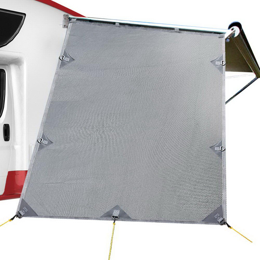 grey-caravan-privacy-screen-1-95-x-2-2m-end-wall-side-sun-shade-roll-out-awning www.mallsonline.com.au