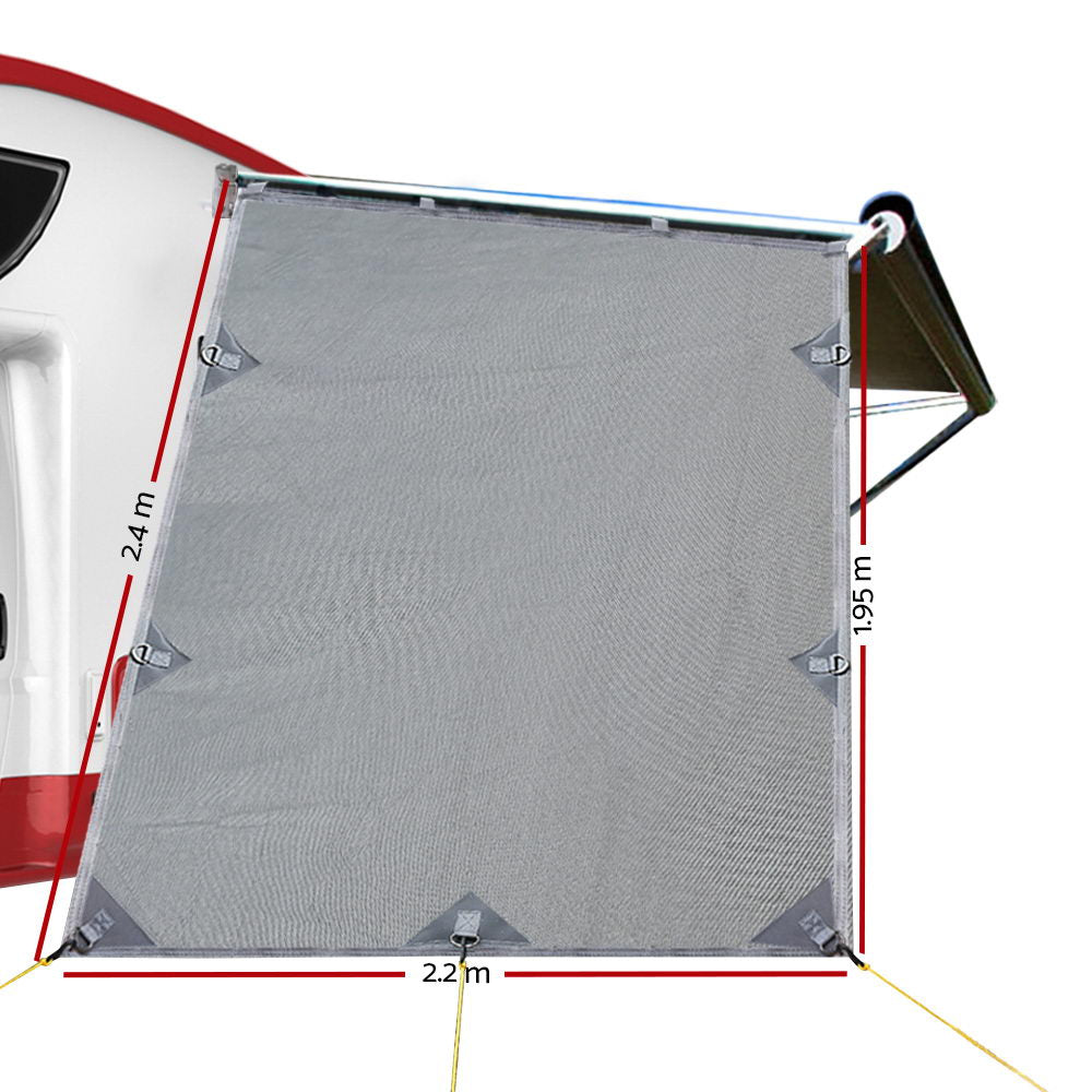 grey-caravan-privacy-screen-1-95-x-2-2m-end-wall-side-sun-shade-roll-out-awning www.mallsonline.com.au
