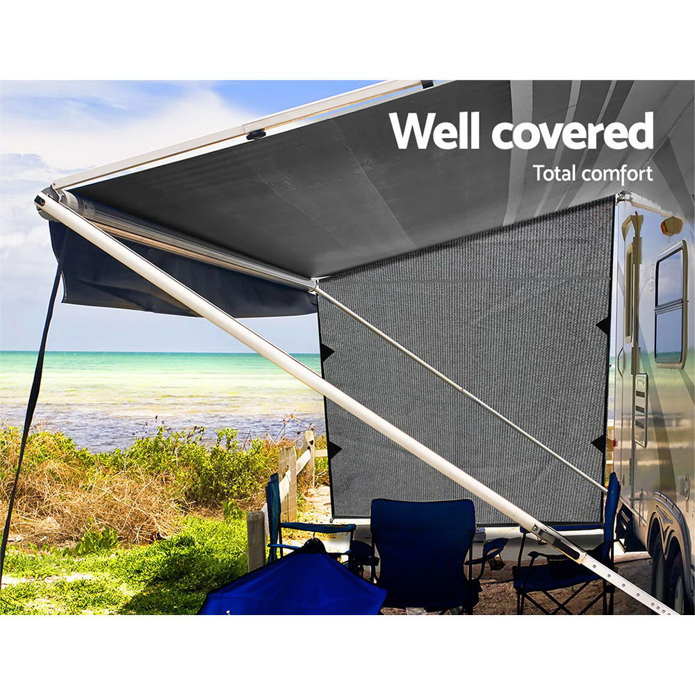 grey-caravan-privacy-screen-1-95-x-2-2m-end-wall-side-sun-shade-roll-out-awning www.mallsonline.com.au